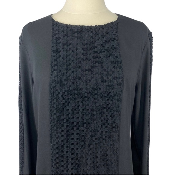 Ann Taylor black top with lace embellishments - Picture 2 of 7